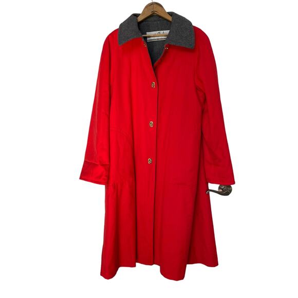 Vintage Bonnie Cashin Rain Coat Classic Red Grey Toggle Button Union Made READ - Picture 1 of 16
